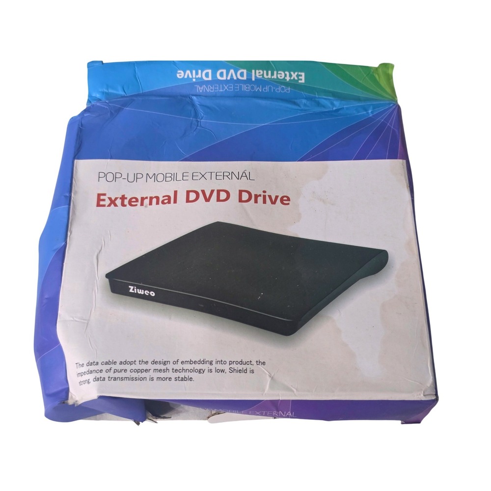 Ziweo LT801 External DVD Drive Mobile Pop-Up USB ODD for Windows Mac Linux Black